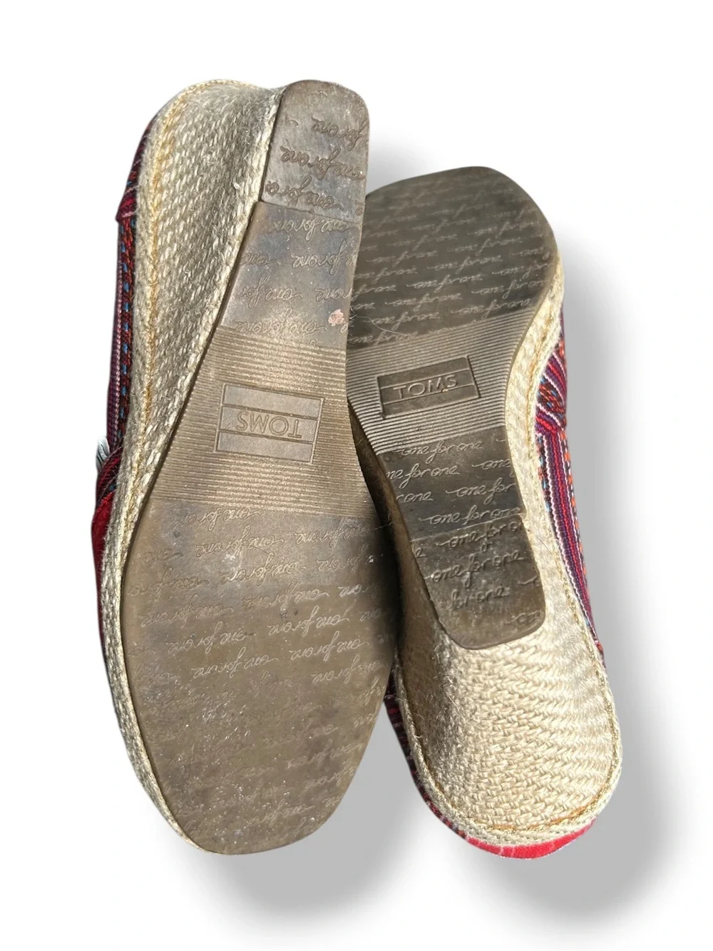 TOMS Lina Aztec Southwestern Peep Toe Espadrille Wedge Shoes 6.5